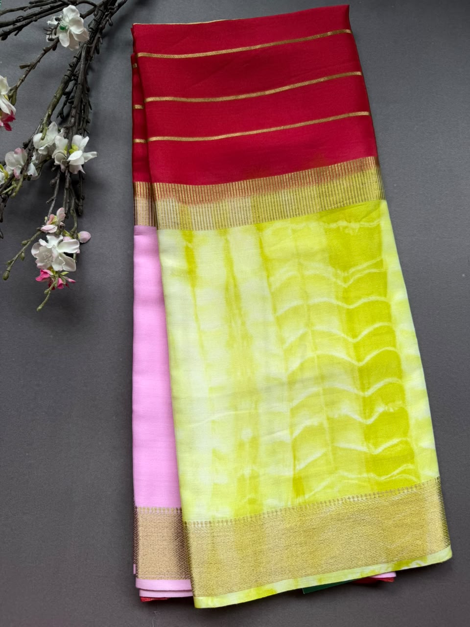 Digital Print Pure Mysore Crepe Silk Saree (Printing Mistake)