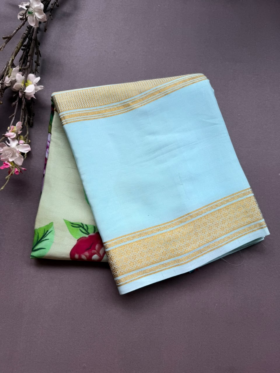 Digital Print Pure Mysore Crepe Silk Saree (Printing Mistake)