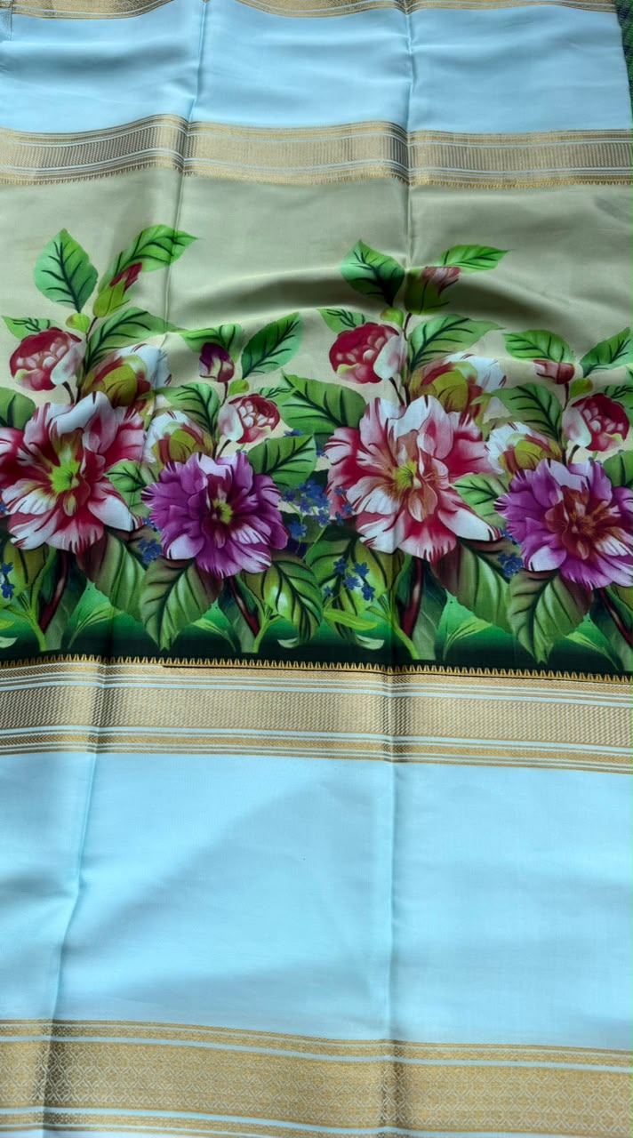 Digital Print Pure Mysore Crepe Silk Saree (Printing Mistake)