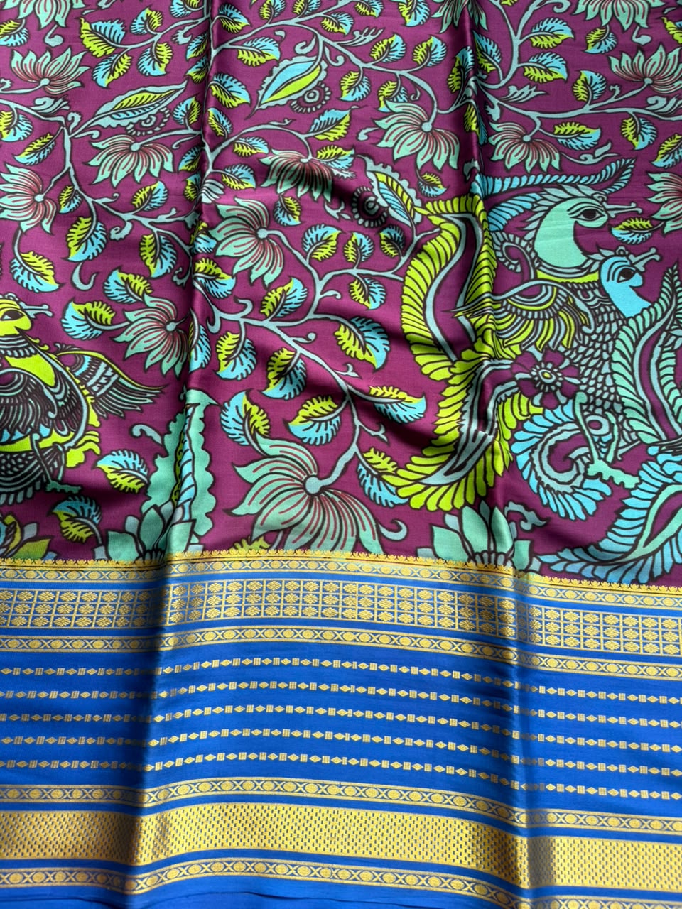 Digital Print Pure Mysore Crepe Silk Saree (Printing Mistake)