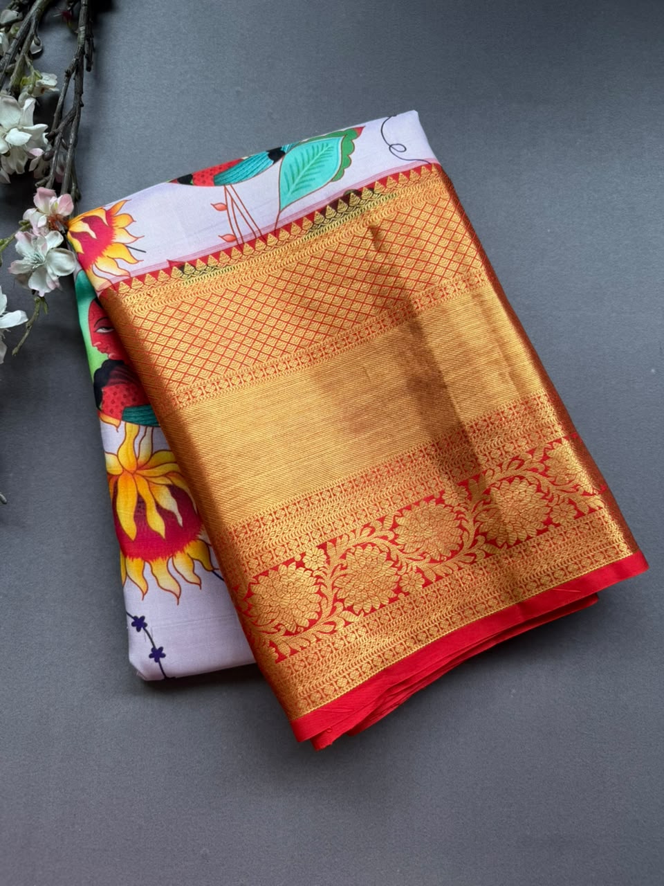 Digital Print Pure Kanchi Saree (Printing Mistake)