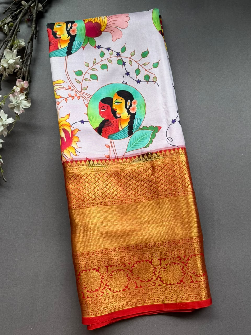 Digital Print Pure Kanchi Saree (Printing Mistake)