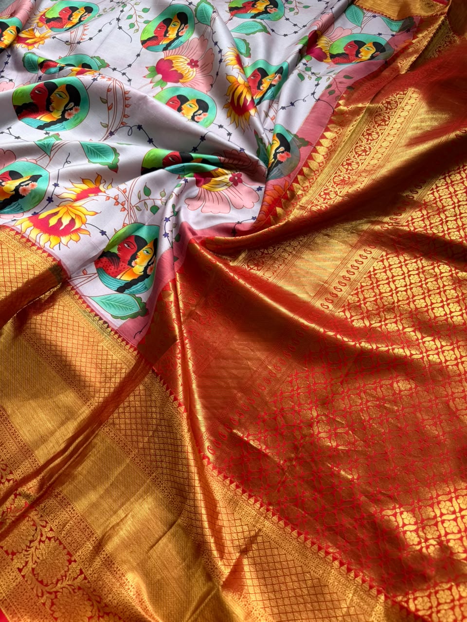 Digital Print Pure Kanchi Saree (Printing Mistake)