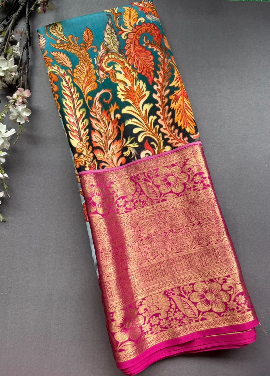 Digital Print Pure Kanchi Saree (Printing Mistake)