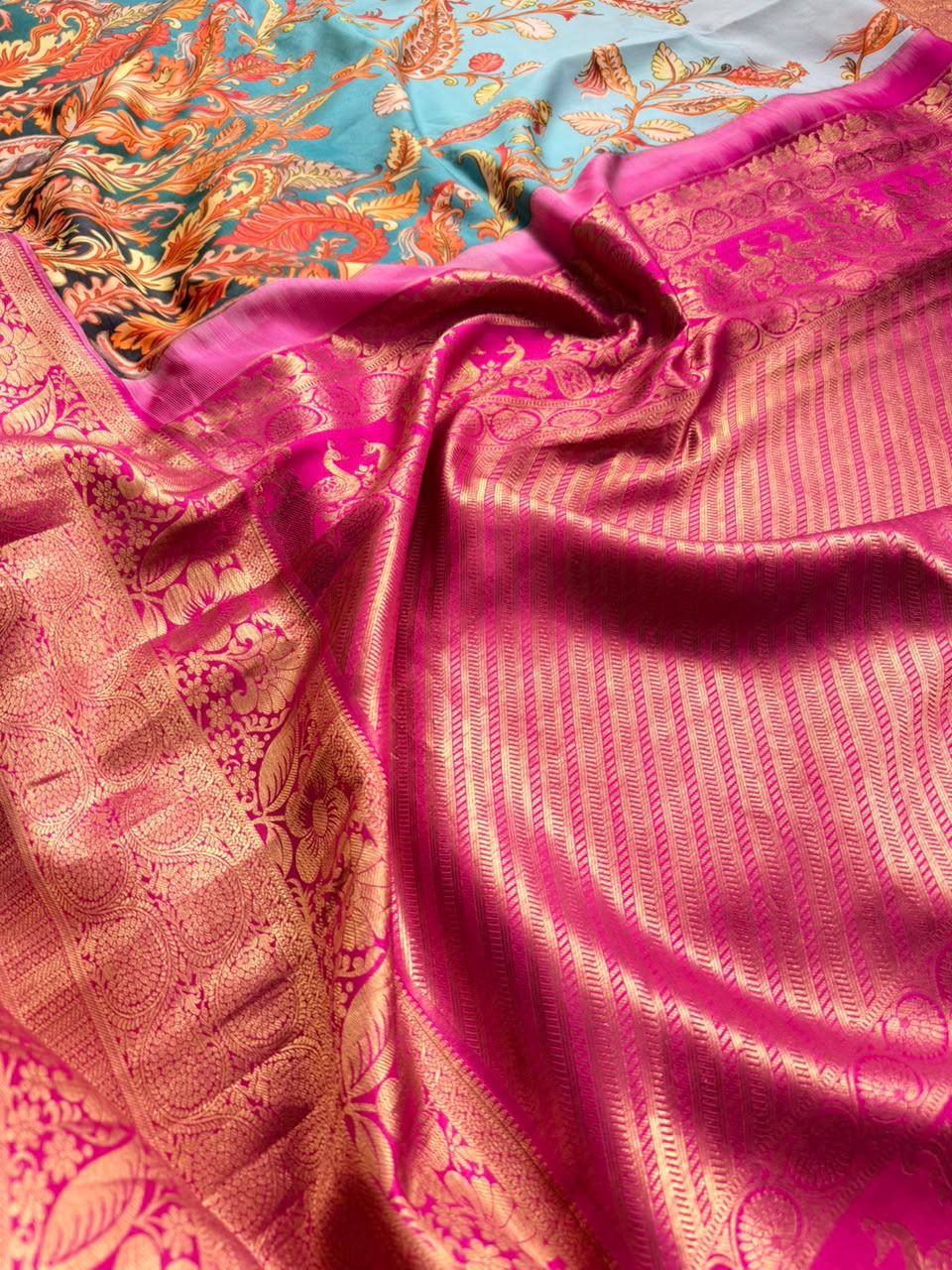 Digital Print Pure Kanchi Saree (Printing Mistake)