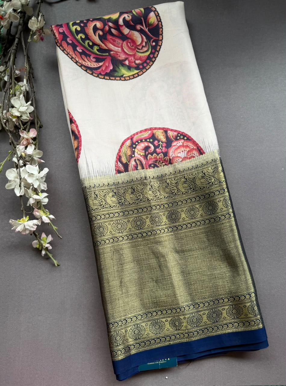 Digital Print Pure Kanchi Saree (Printing Mistake)
