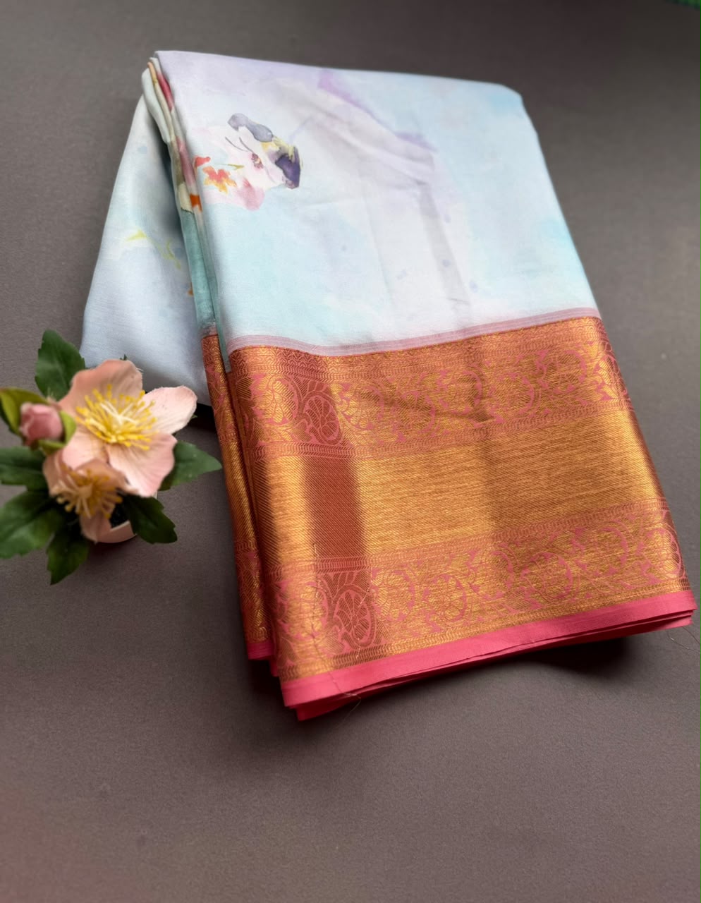 Digital Print Pure Kanchi Saree (Printing Mistake)