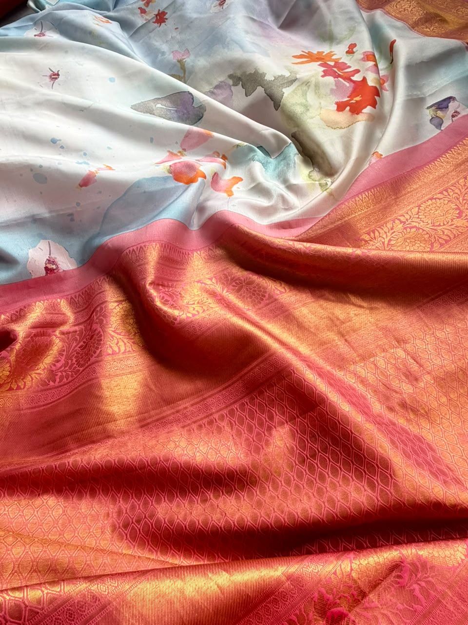 Digital Print Pure Kanchi Saree (Printing Mistake)