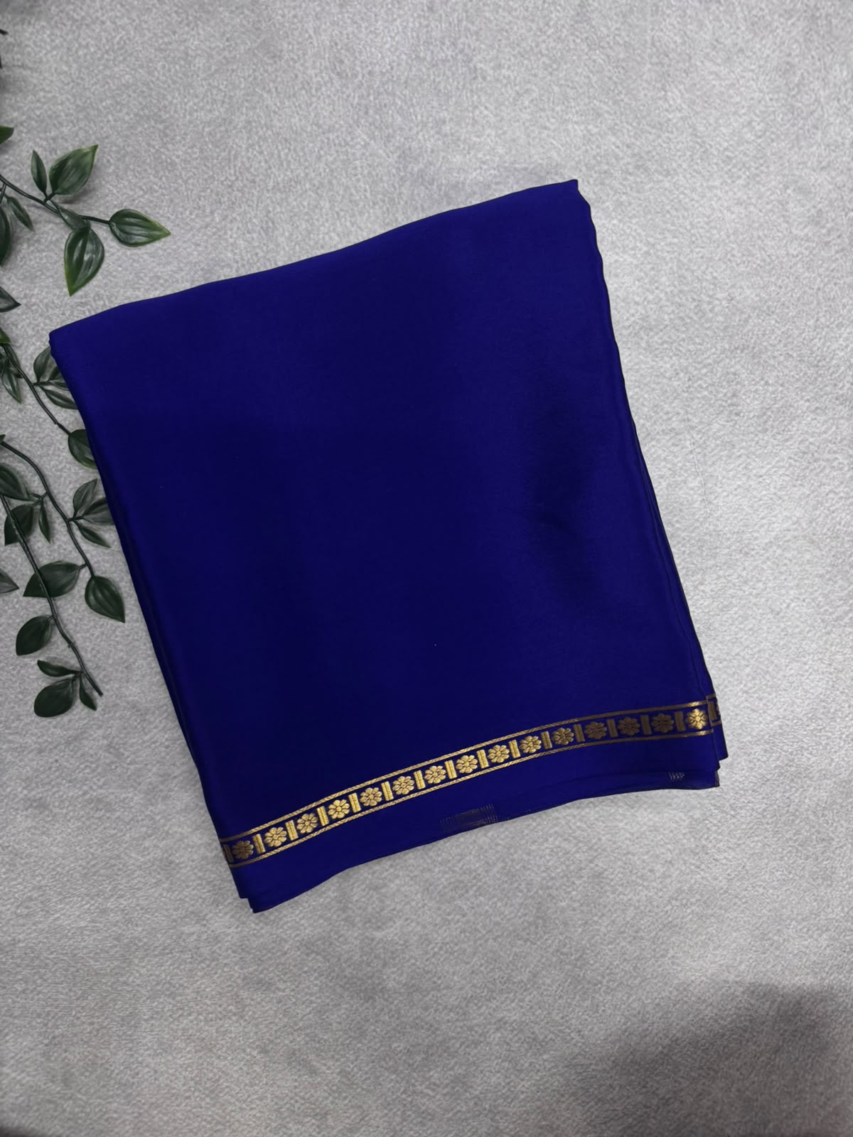 Navy Blue Pure Mysore Crepe Silk Saree PMSS107