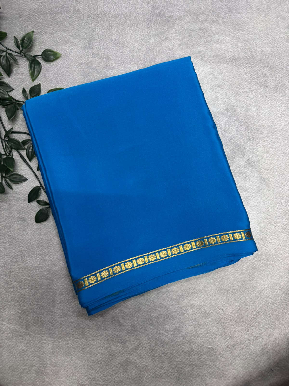 Sky Blue Pure Mysore Crepe Silk Saree PMSS107