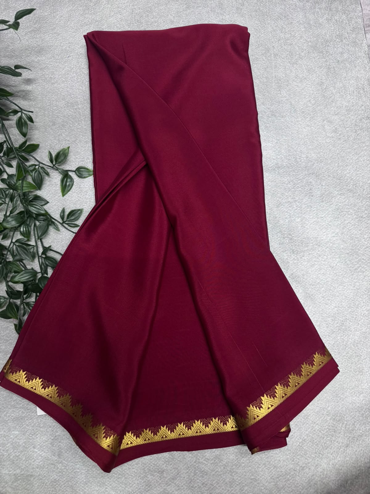 Maroon Pure Mysore Crepe Silk Saree PMSS107