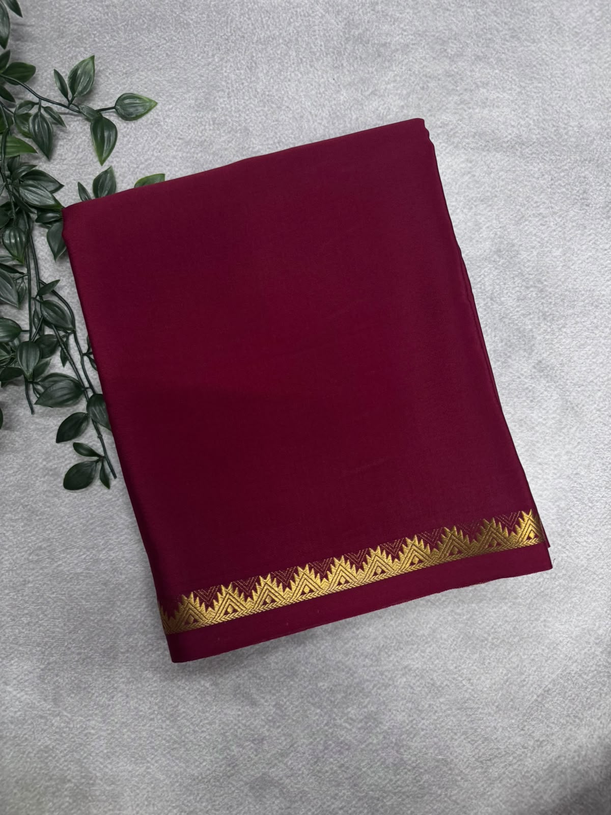 Maroon Pure Mysore Crepe Silk Saree PMSS107