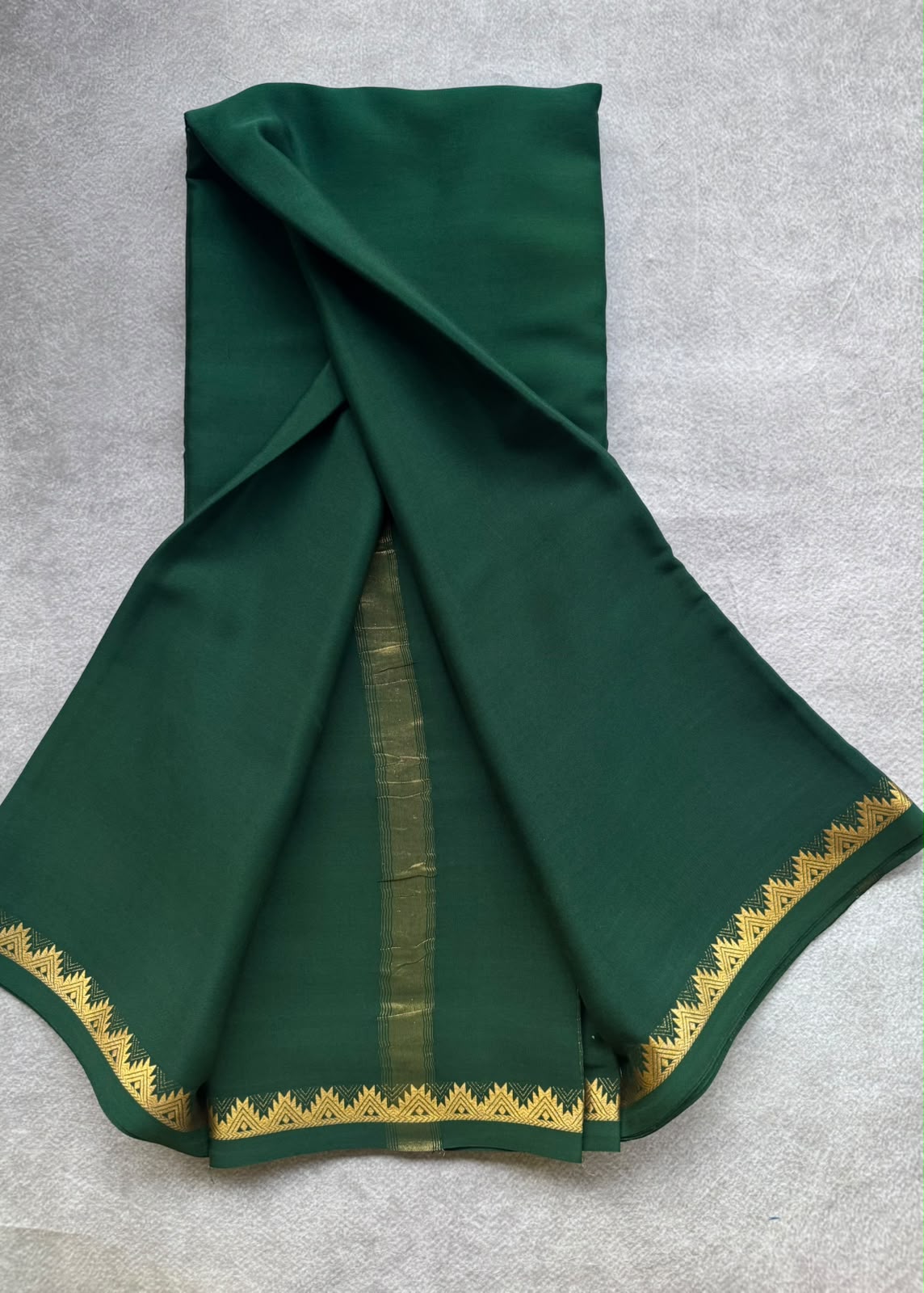 Bottle Green Pure Mysore Crepe Silk Saree PMSS107