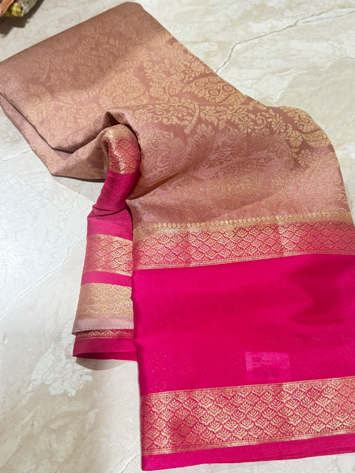 Peach Brocade Semi Mysore Silk Saree 108