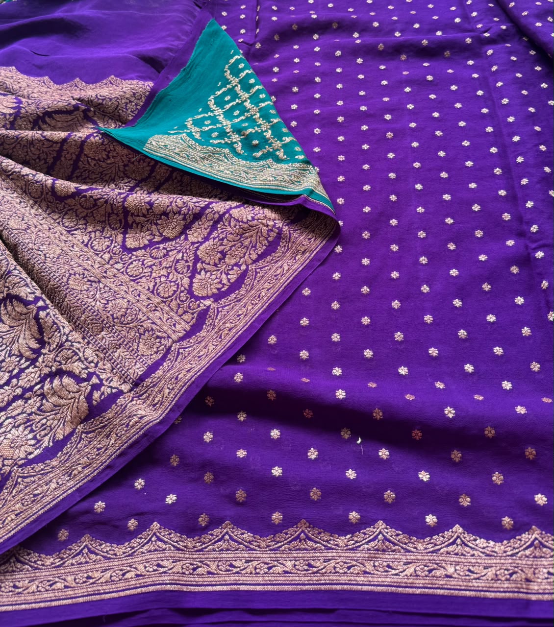 Purple Pure Benarasi Crepe Saree BCS107