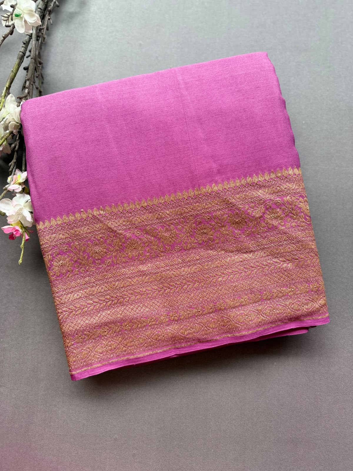 Mauve Pure Benarasi Crepe Saree BCS107