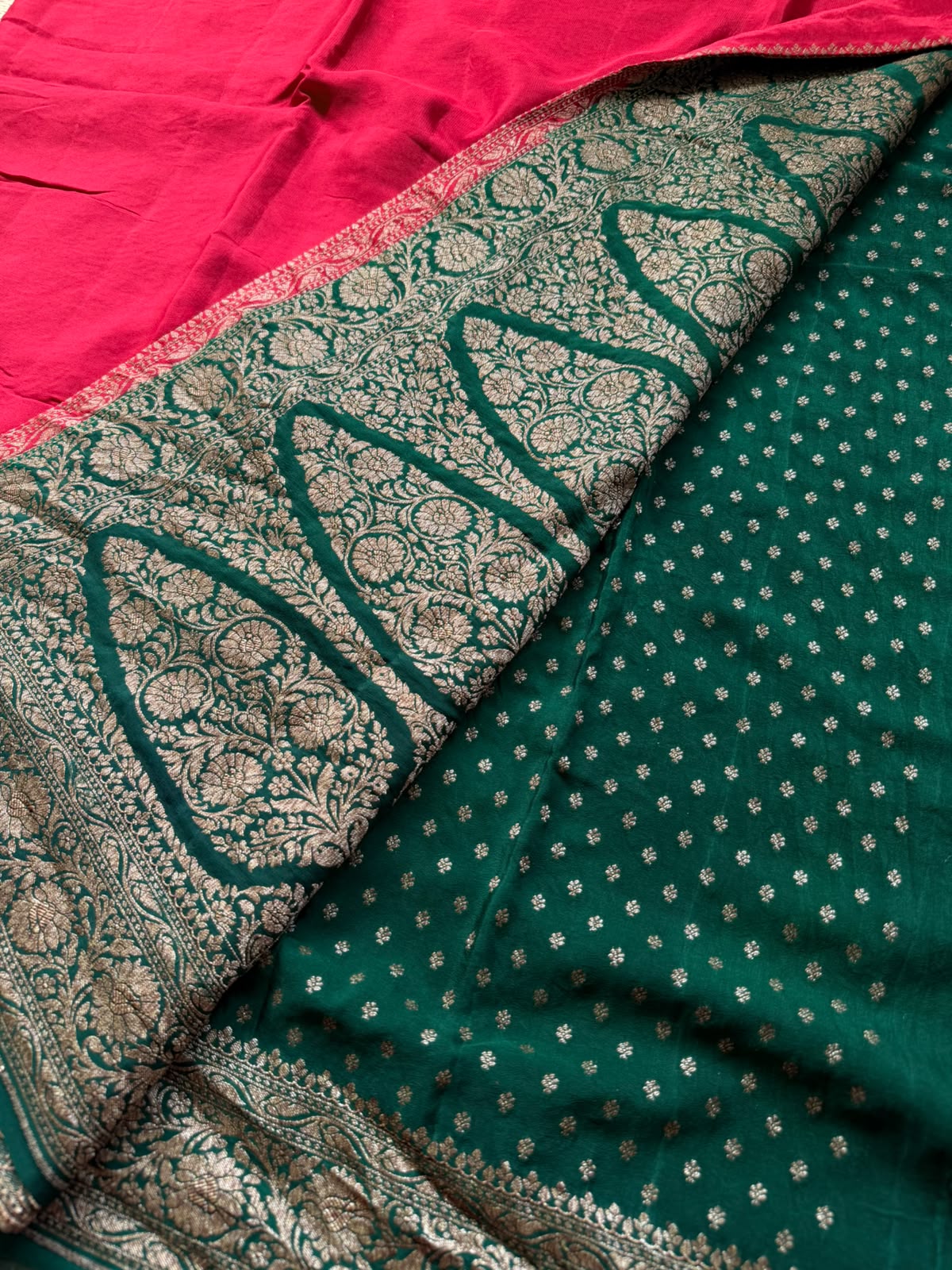Red Pure Benarasi Crepe Saree BCS107