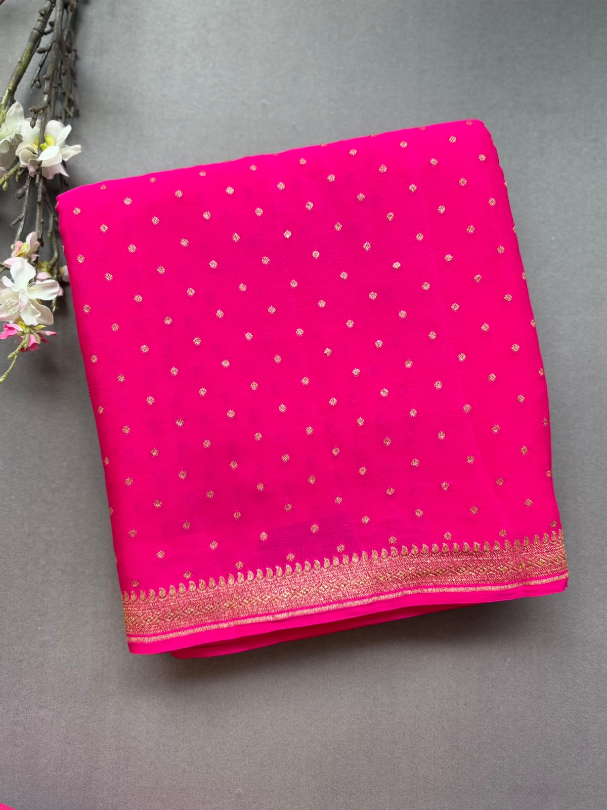 Pink Pure Benarasi Crepe Saree BCS107