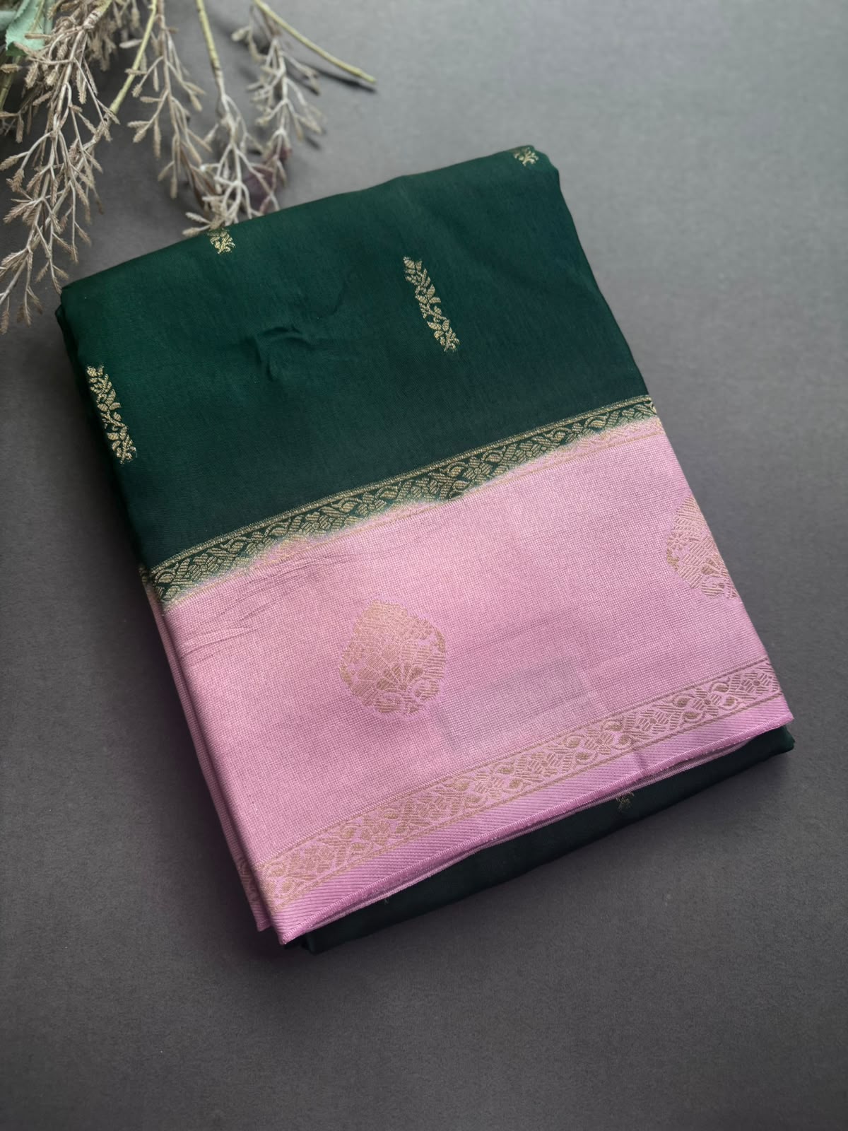Bottle Green Semi Mysore Silk Saree Gouri107