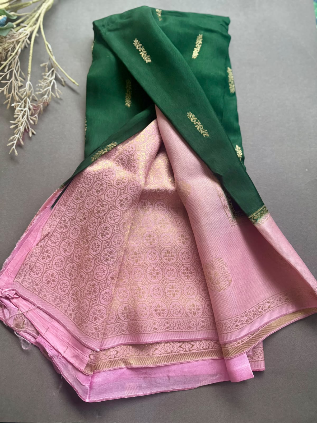 Bottle Green Semi Mysore Silk Saree Gouri107