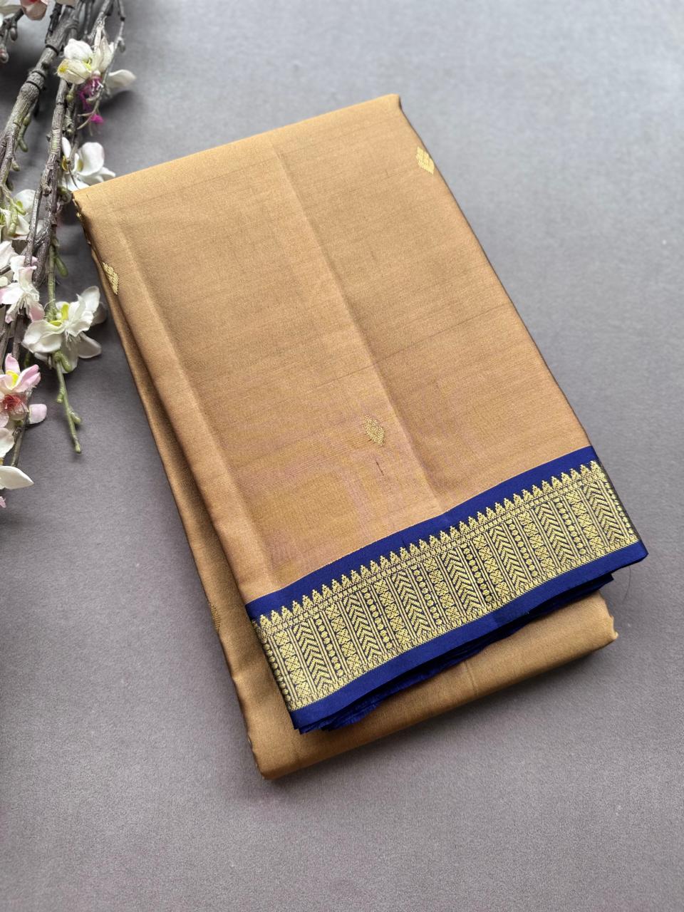 Beige Pure Kanchi Silk Saree PKS107