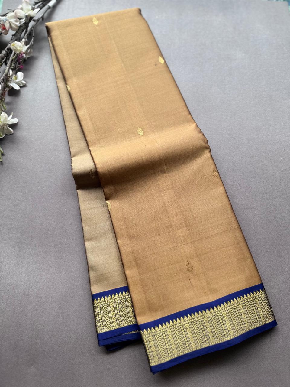 Beige Pure Kanchi Silk Saree PKS107