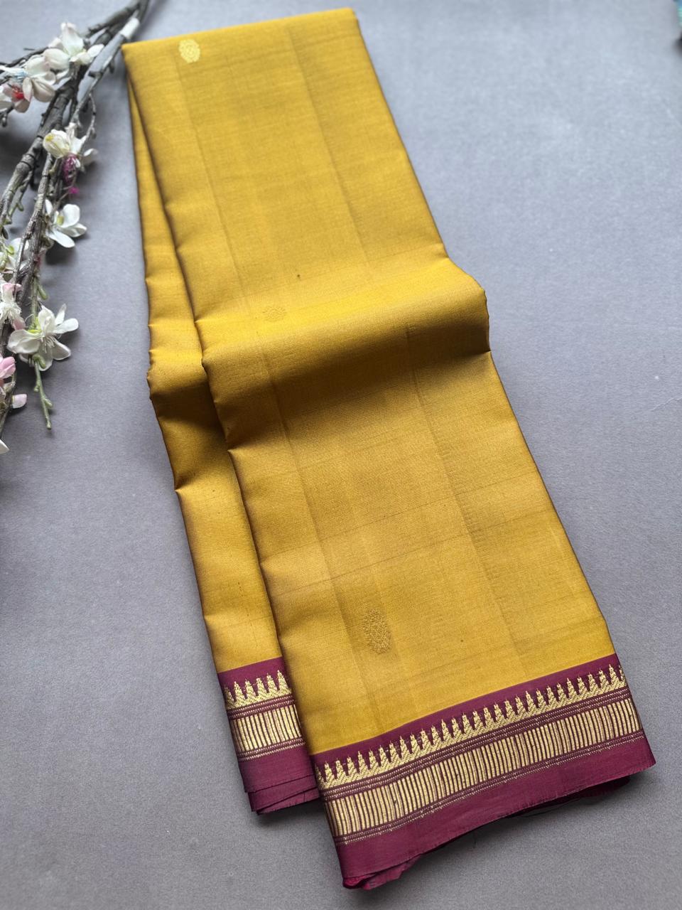 Mustard Pure Kanchi Silk Saree PKS107