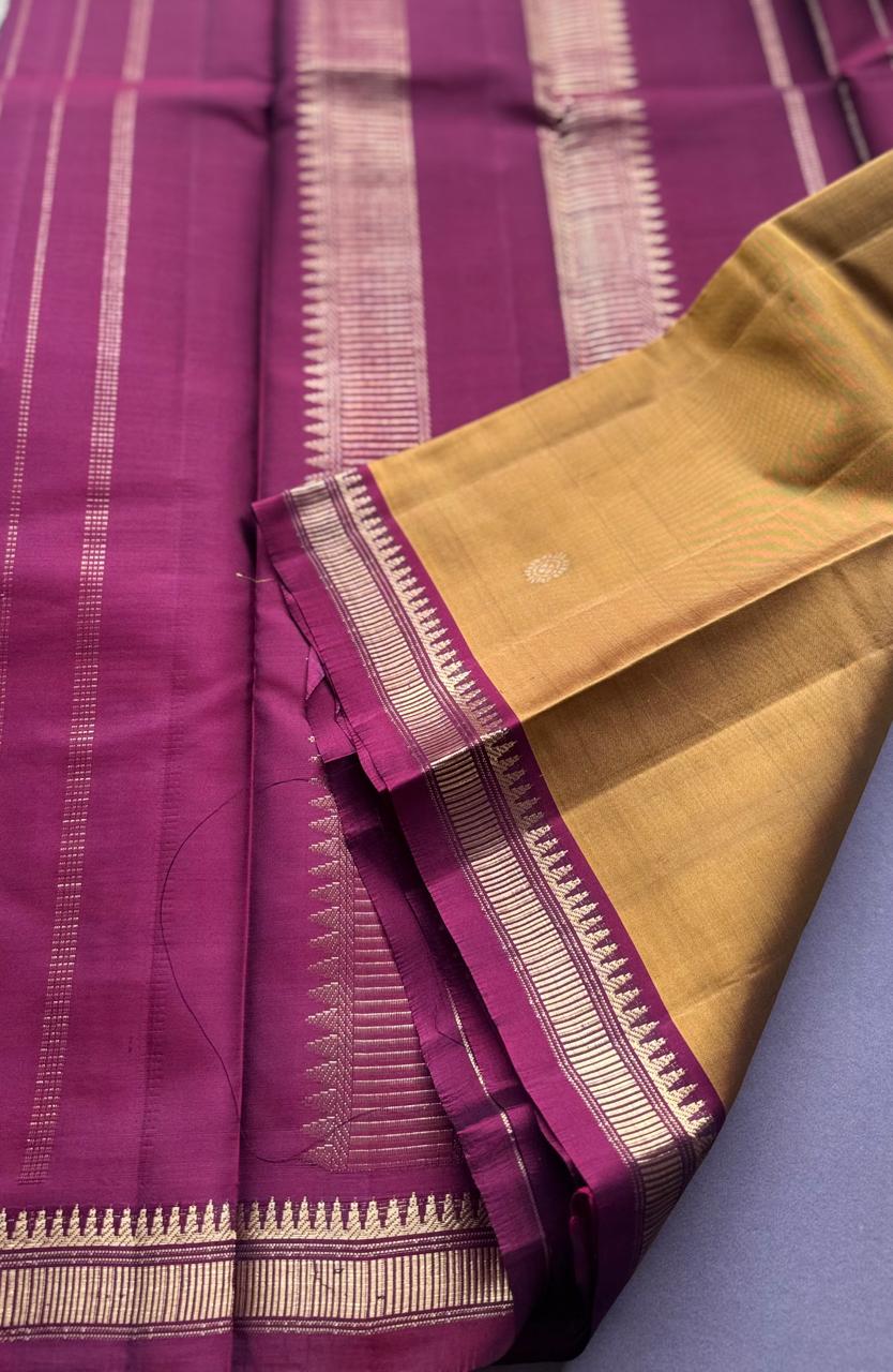 Mustard Pure Kanchi Silk Saree PKS107