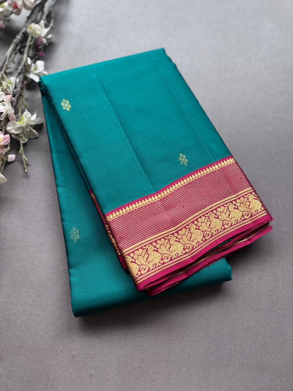 Green Pure Kanchi Silk Saree PKS107