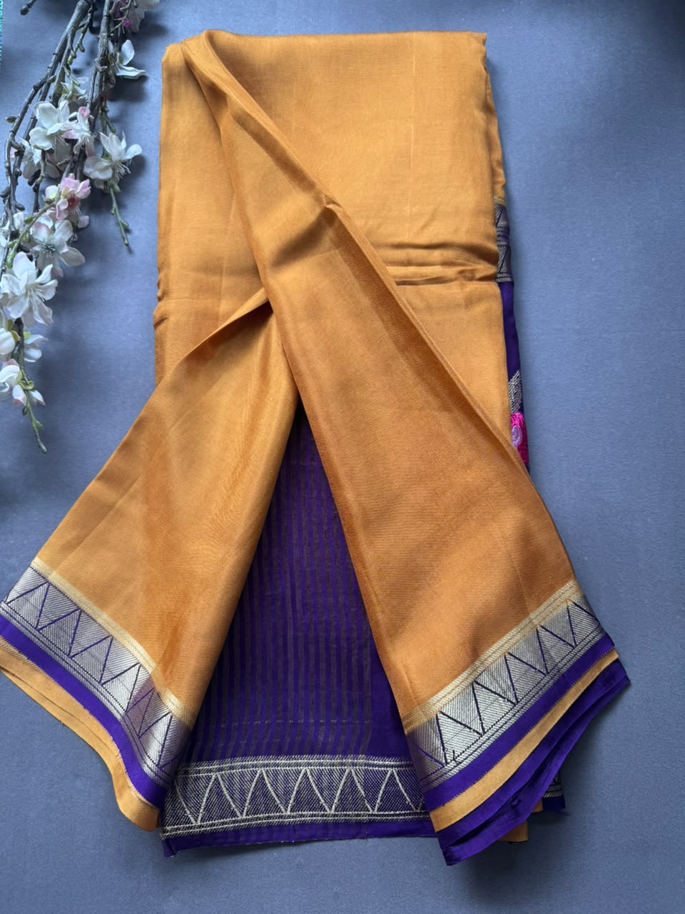Mustard Embroidery Semi Mysore Silk Saree SMES107