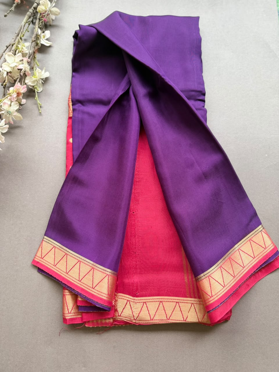 Purple Embroidery Semi Mysore Silk Saree SMES107