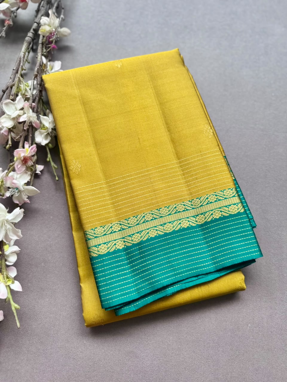 Mustard Pure Kanchi Silk Saree PKS107