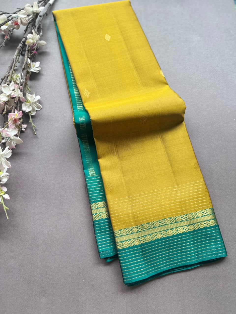 Mustard Pure Kanchi Silk Saree PKS107