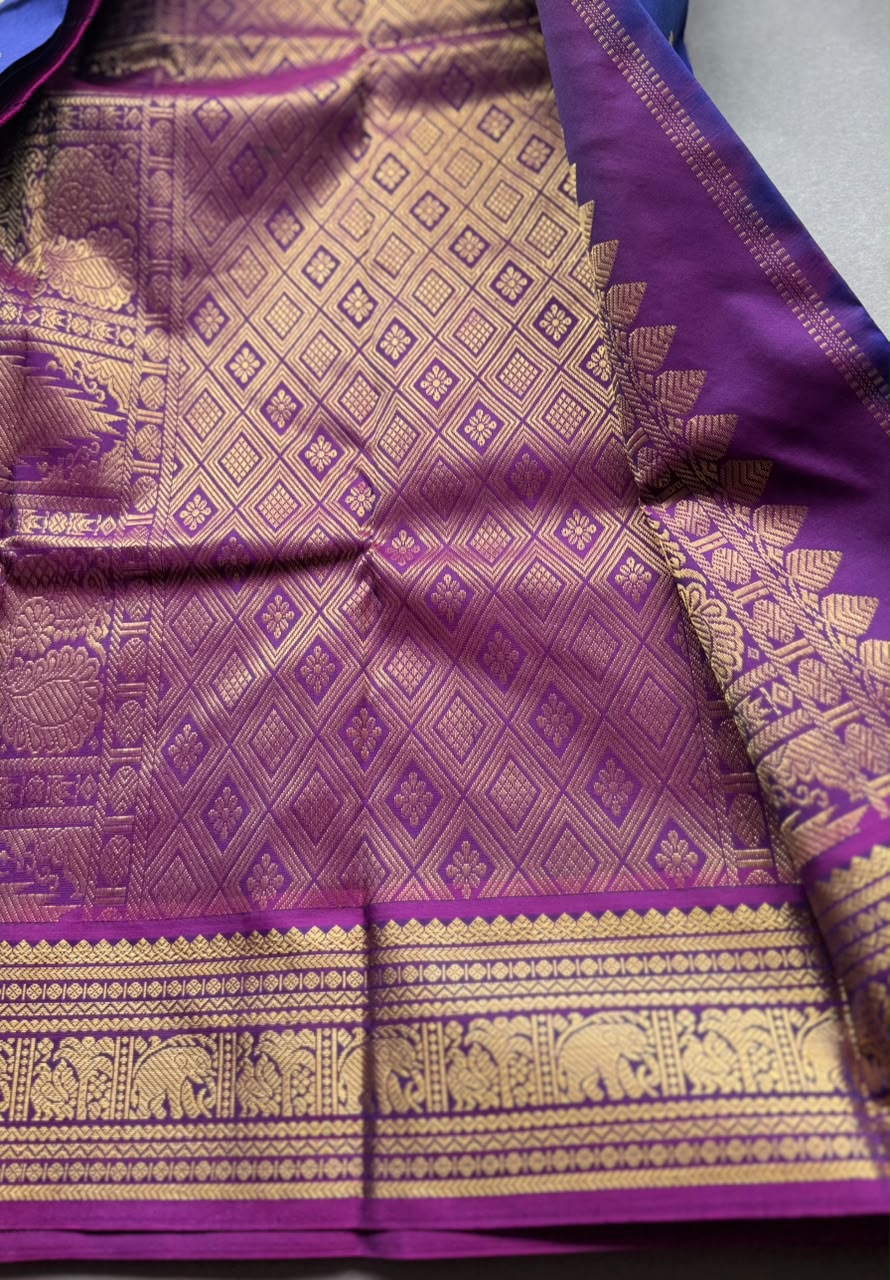 Royal Blue Pure Kanchi Silk Saree PKS107