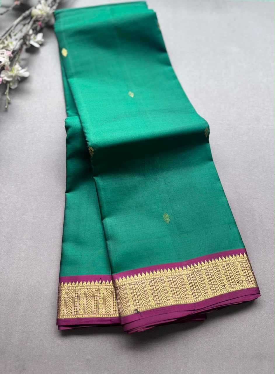 Green Pure Kanchi Silk Saree PKS107