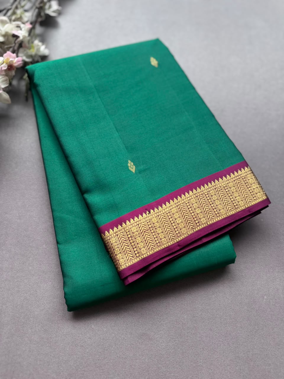 Green Pure Kanchi Silk Saree PKS107