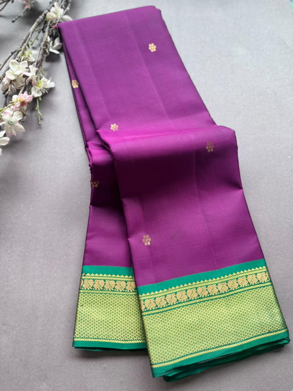 Purple Pure Kanchi Silk Saree PKS107