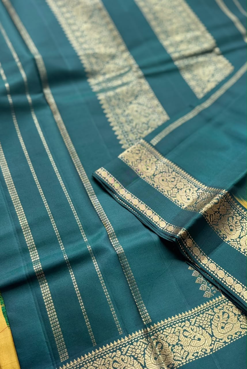 Mustard Pure Kanchi Silk Saree PKS107