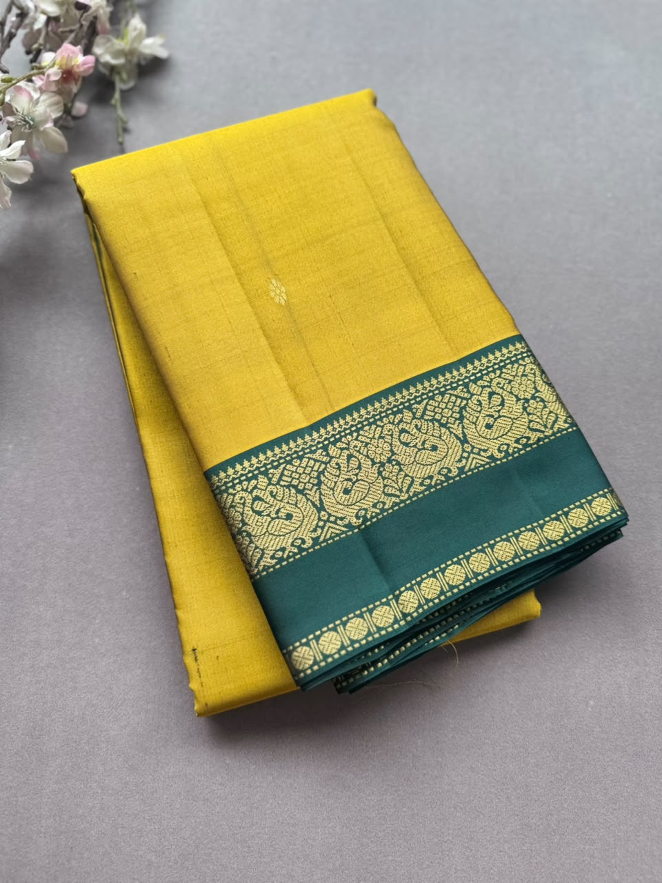 Mustard Pure Kanchi Silk Saree PKS107