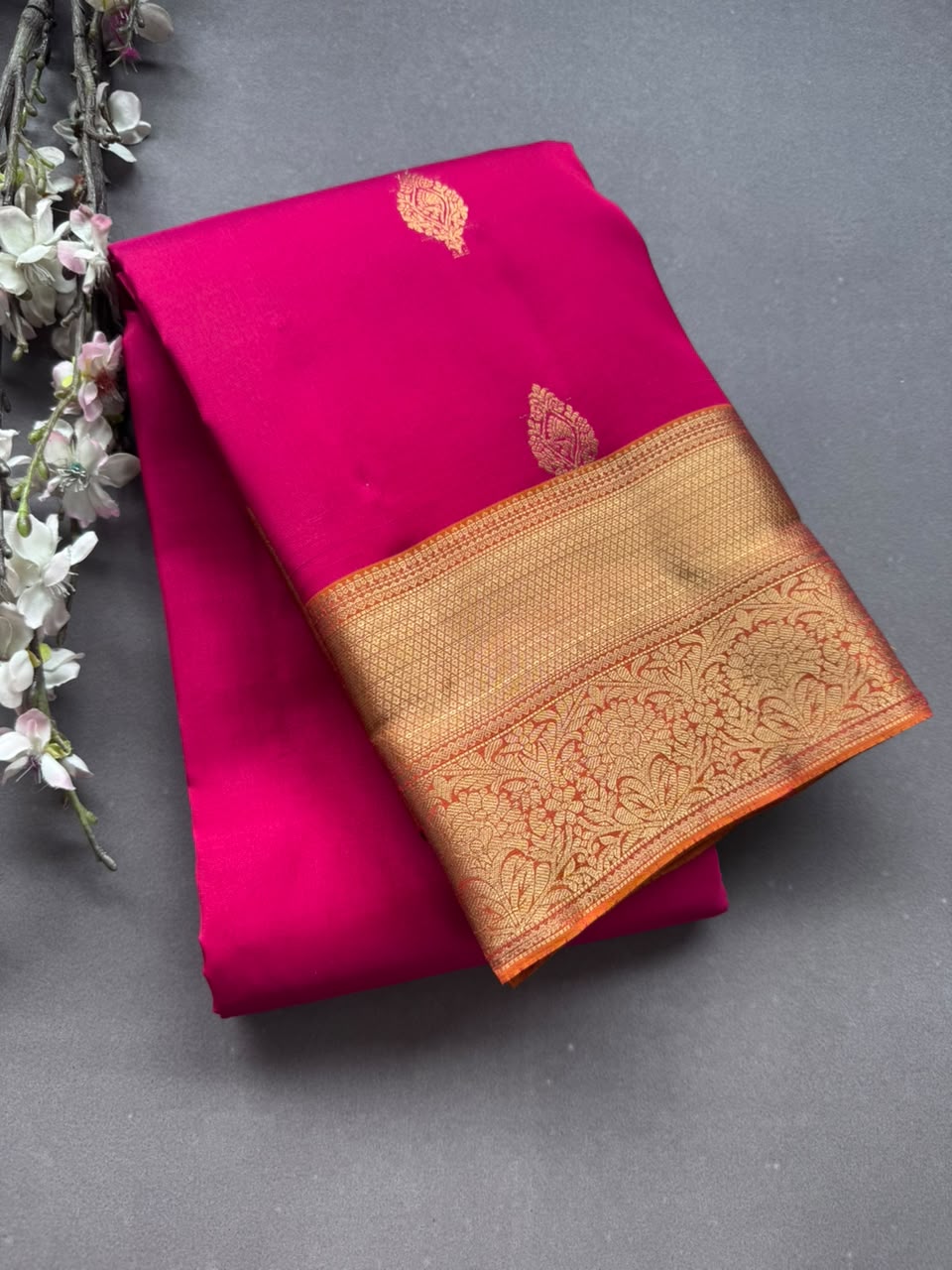Pink Pure Kanchi Silk Saree (Weaving Mistake)