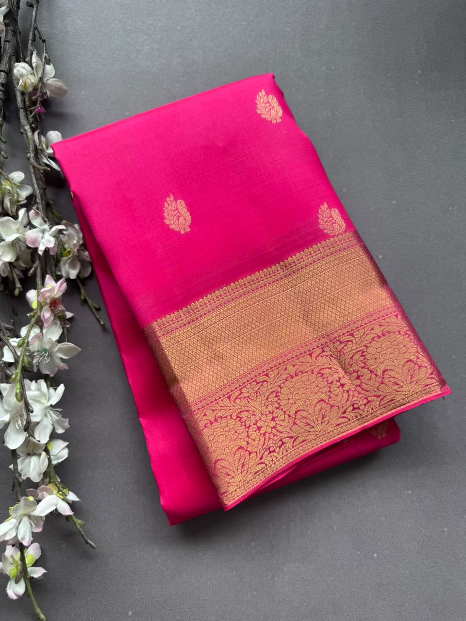 Pink Pure Kanchi Silk Saree (Weaving Mistake)