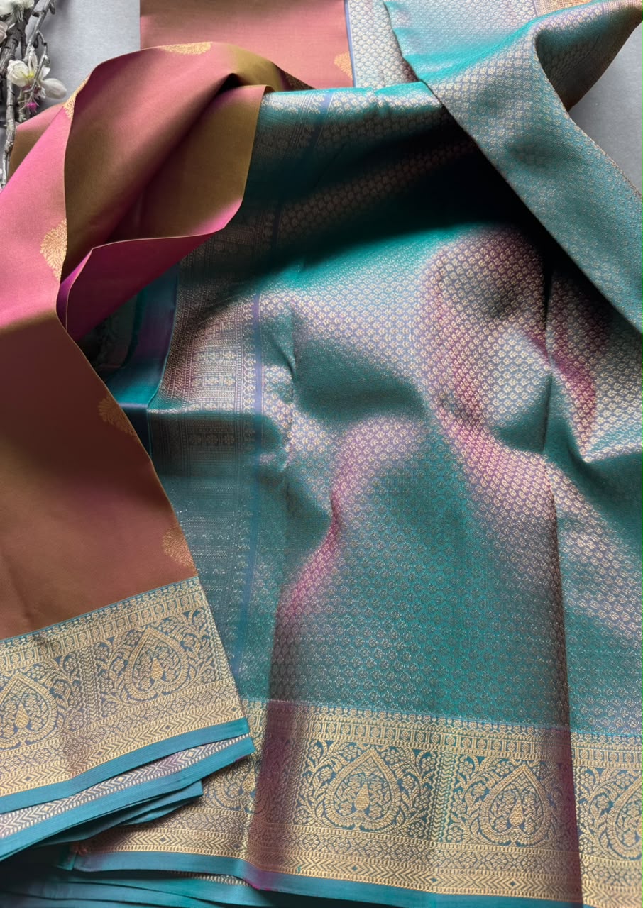 Mauve Pure Kanchi Silk Saree (Weaving Mistake)