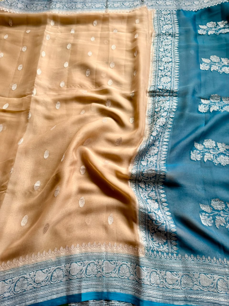 Beige Small Butta Pure Chiffon Saree 107