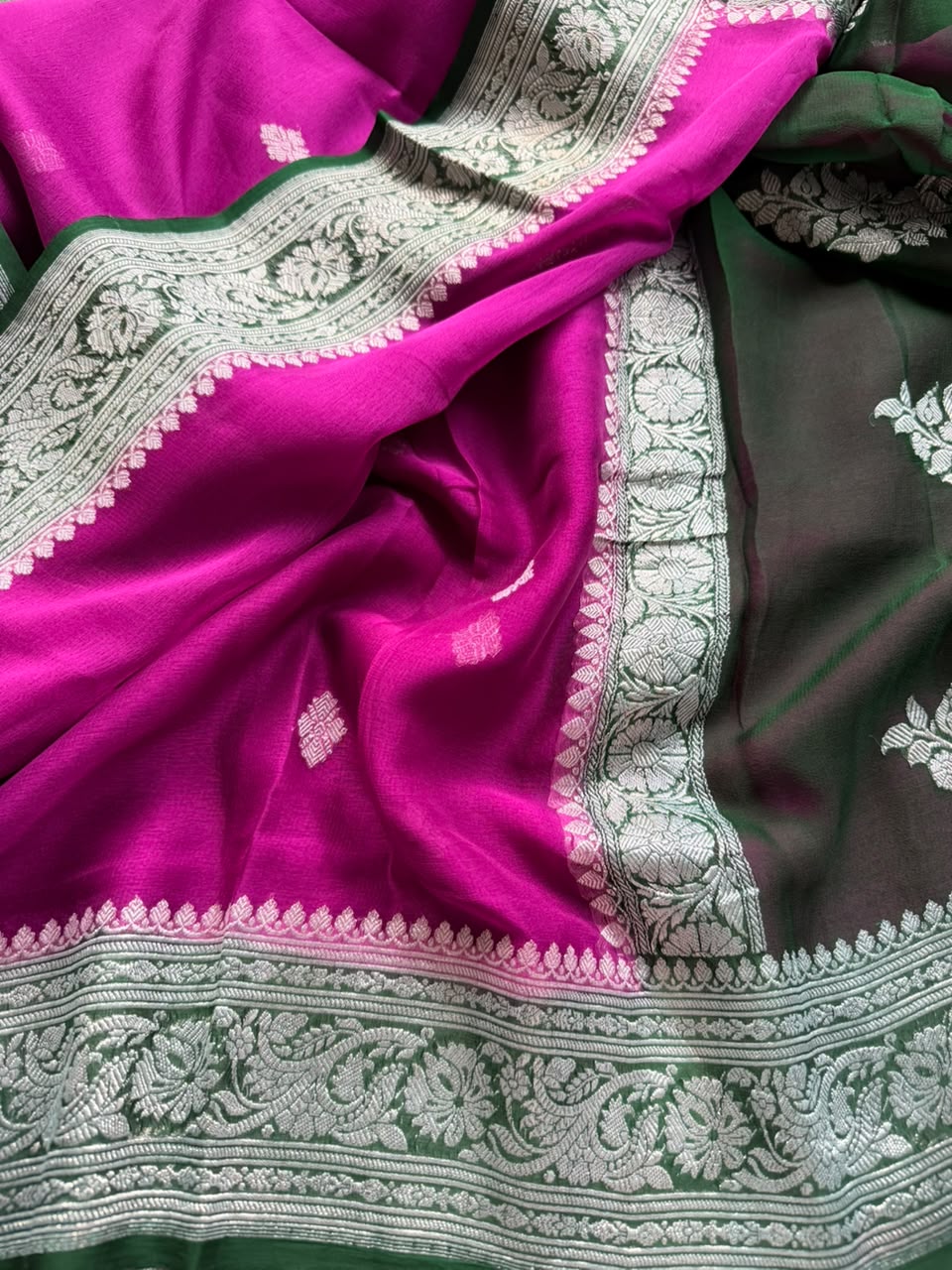 Magenta Small Butta Pure Chiffon Saree 107