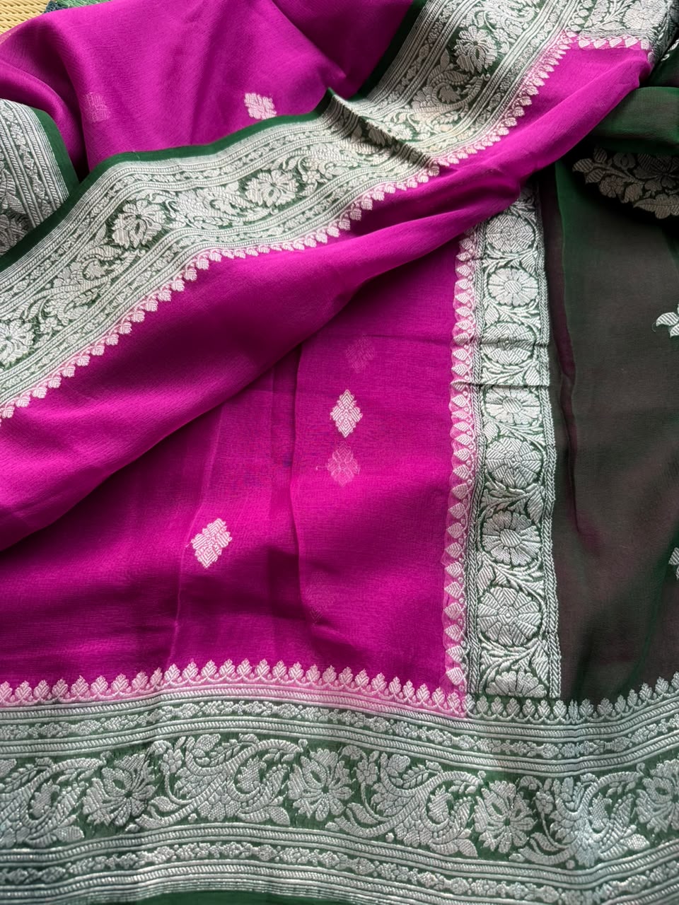 Magenta Small Butta Pure Chiffon Saree 107