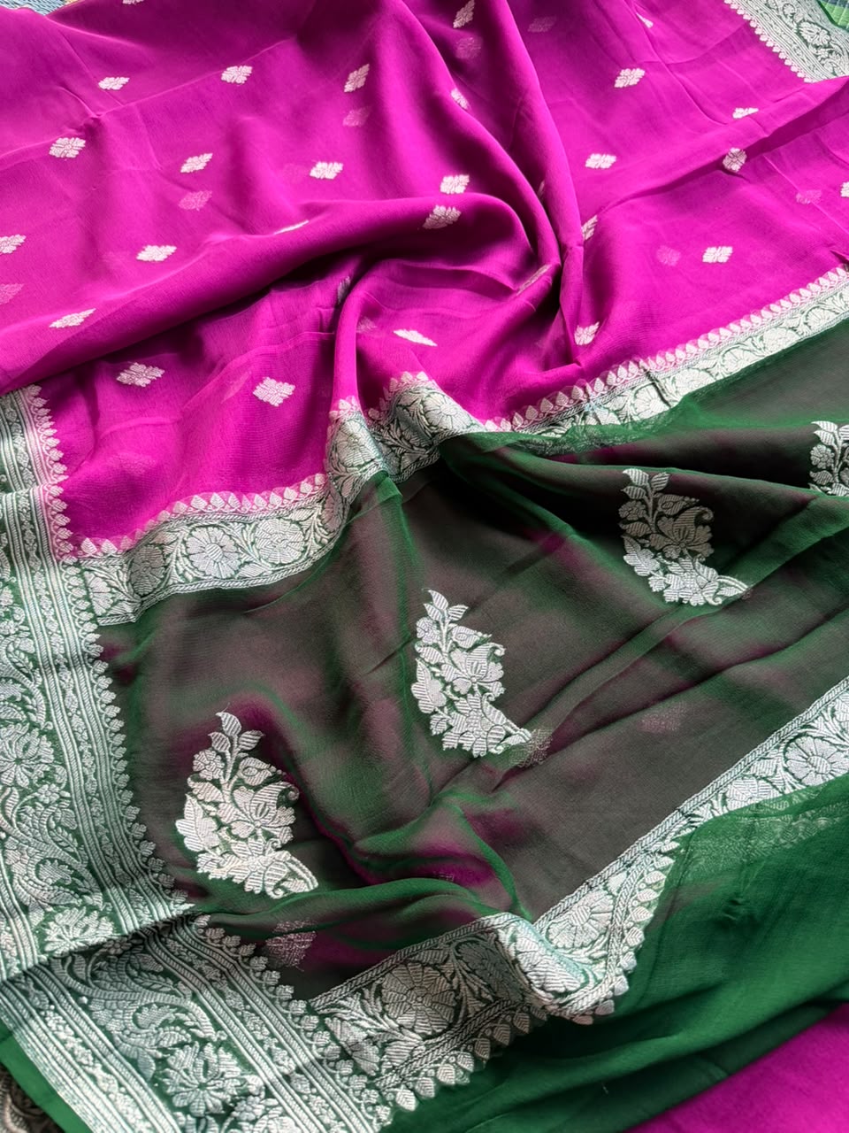 Magenta Small Butta Pure Chiffon Saree 107