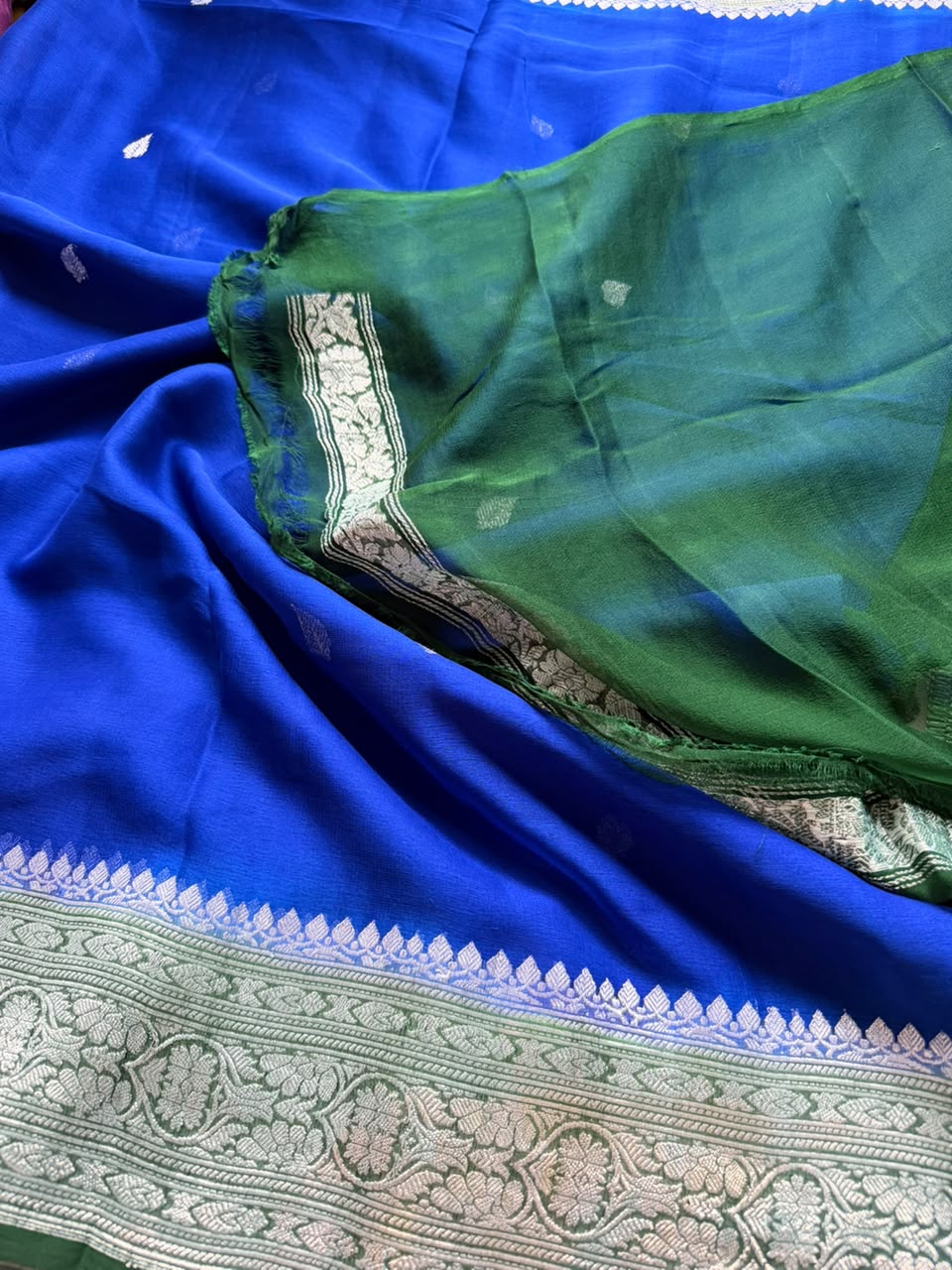 Blue Small Butta Pure Chiffon Saree 107
