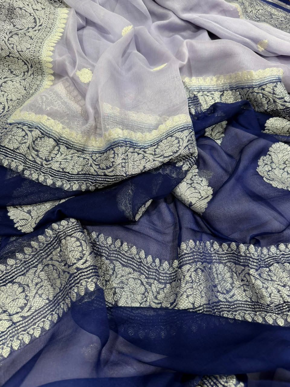 Lavender Small Butta Pure Chiffon Saree 107