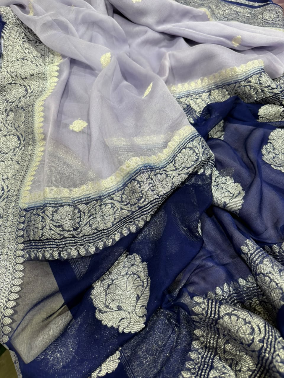 Lavender Small Butta Pure Chiffon Saree 107