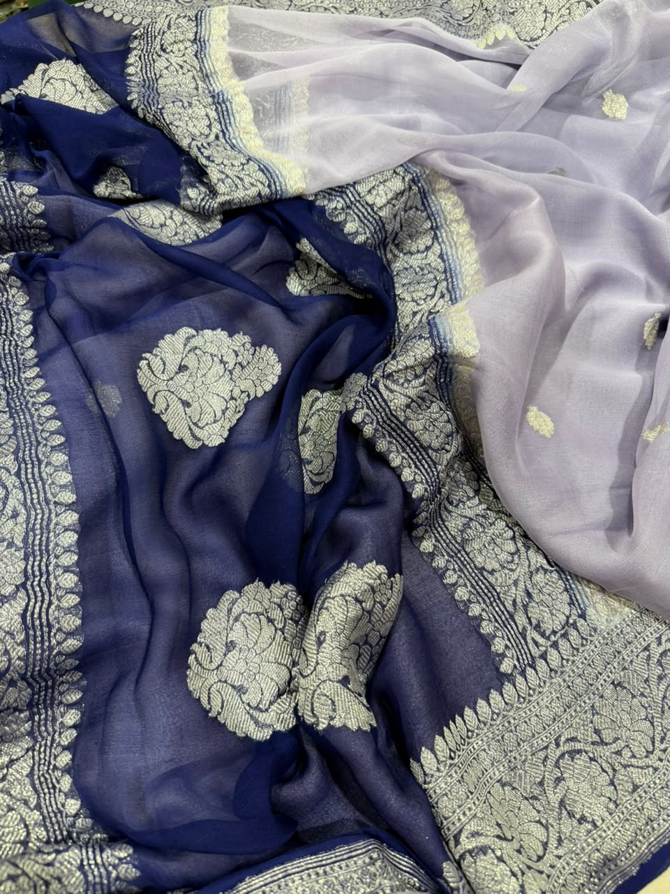 Lavender Small Butta Pure Chiffon Saree 107